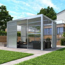 Panneau à ventelles 90cm en alu gris clair pour pergola 3x3m X-METAL