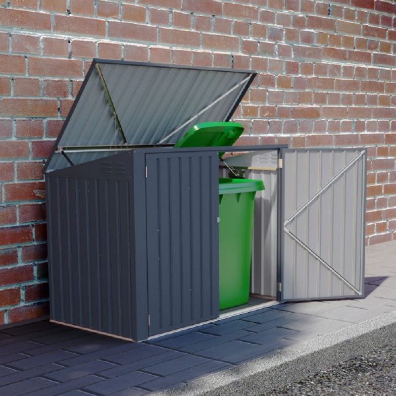 Coffre en métal - rangement - 2000L - gris - Chalet et Jardin