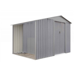 Abri de jardin - bois vieilli - métal - Bûcher Intégré - gris - Chalet et Jardin