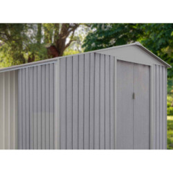 Abri de jardin - bois vieilli - métal - Bûcher Intégré - gris - Chalet et Jardin