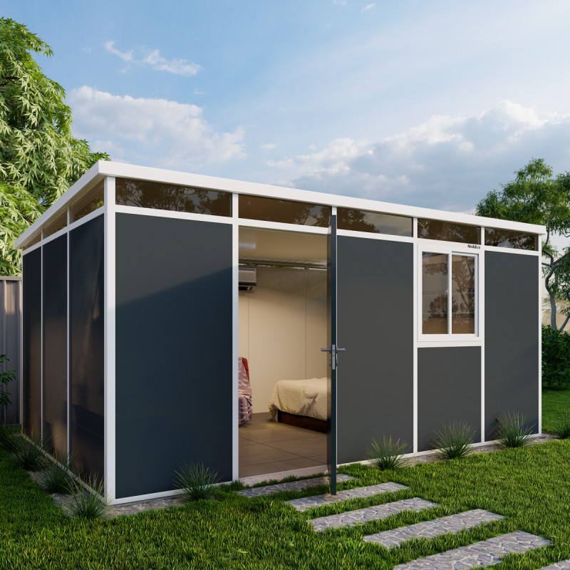 abri panneaux PVC modulaires isolés 15m2 Everbox anthracite