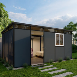 abri panneaux PVC modulaires isolés 15m2 Everbox anthracite