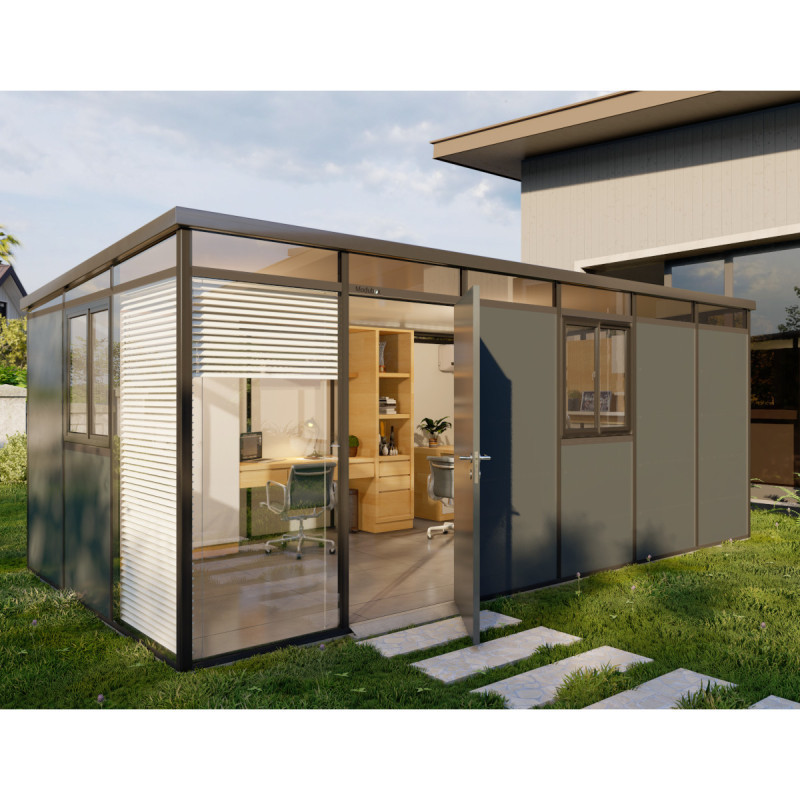 bureau panneaux PVC isolés modulaires 18m2 Everbox anthracite