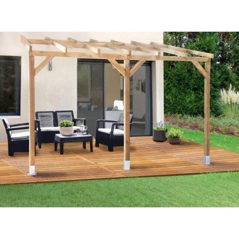 Toit de terrasse - 300x370cm - bois massif - Chalet et Jardin