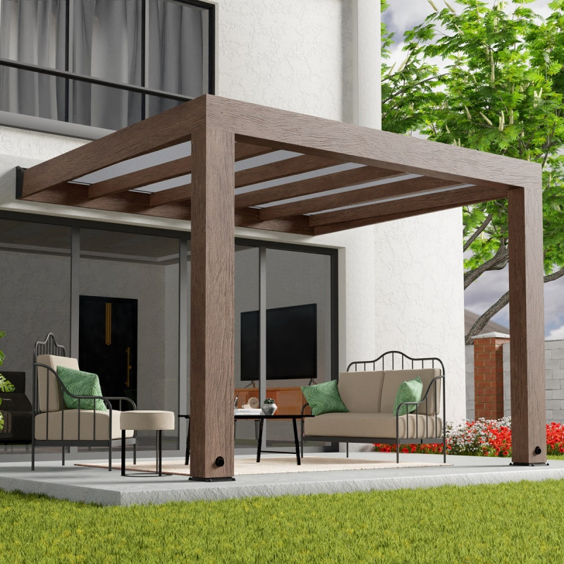 Helsinki pergola en bois et PC gris 300x340cm - Canopia by Palram
