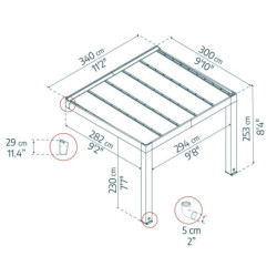 Helsinki pergola en bois et PC gris 300x340cm - Canopia by Palram