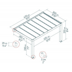 Helsinki pergola en bois et PC gris 300x470cm - Canopia by Palram