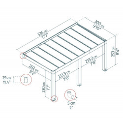 Helsinki pergola en bois et PC gris 300x535cm - Canopia by Palram