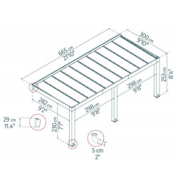 Helsinki pergola en bois et PC gris 300x665cm - Canopia by Palram