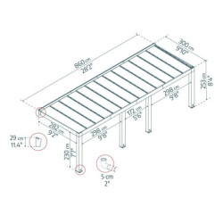 Helsinki pergola en bois et PC gris 300x860cm - Canopia by Palram