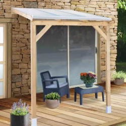 Toit de terrasse en bois et polycarbonate - 3x2m - Chalet et Jardin