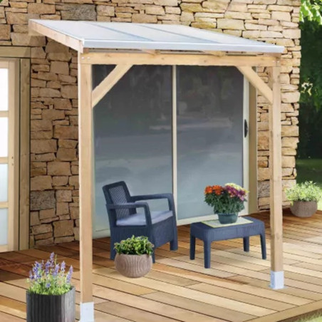 Toit de terrasse en bois et polycarbonate - 3x2m - Chalet et Jardin