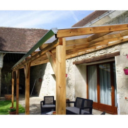 Toit de terrasse avec toit - 300x300cm - bois massif - Chalet et Jardin