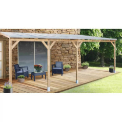 Toit de terrasse - 300x680cm - avec toit - bois massif - Chalet et Jardin
