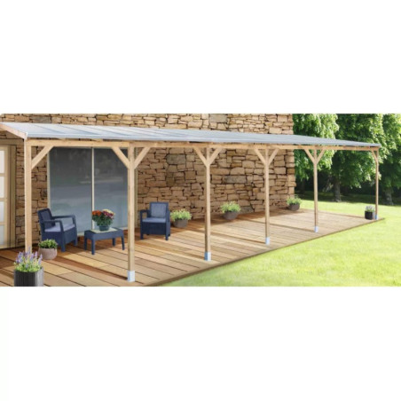 Toit de terrasse - avec toit -  300x1040cm - bois massif - Chalet et Jardin