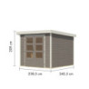 Abri 5,76m² en bois gris clair + acier blanc Jupiter 3,5D - Karibu