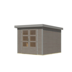 Abri 5,76m² en bois gris clair + acier gris Jupiter 3,5D - Karibu