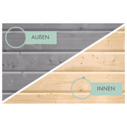 Abri 5,76m² en bois gris clair + acier gris Jupiter 3,5D - Karibu