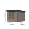 Abri 5,76m² en bois gris clair + acier anthracite Jupiter 3,5D - Karibu
