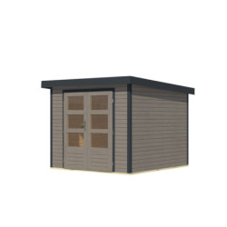 Abri 5,76m² en bois gris clair + acier anthracite Jupiter 3,5D - Karibu