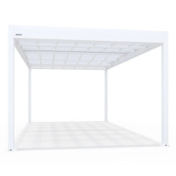 Carport 1 voiture en alu blanc 16m² toit polycarbonate Trigano