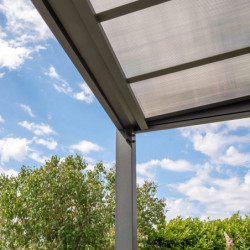 Carport Libeccio en alu 16m² gris + 3 panneaux en acier - Trigano