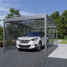 Carport Libeccio en alu 16m² gris + 8 panneaux en acier - Trigano