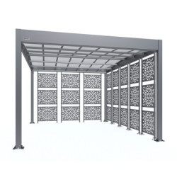 Carport Libeccio en alu 16m² gris + 8 panneaux en acier - Trigano