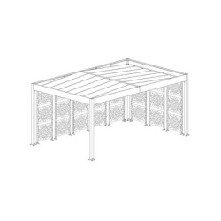 Carport Libeccio en alu 16m² gris + 8 panneaux en acier - Trigano