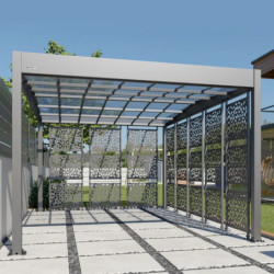 Carport Libeccio en alu 16m² gris + 8 panneaux en acier - Trigano