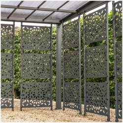 Carport Libeccio en alu 16m² gris + 8 panneaux en acier - Trigano