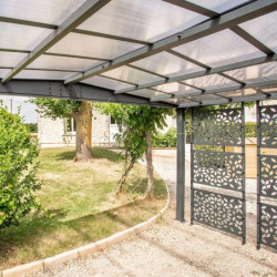 Carport Libeccio en alu 16m² gris + 8 panneaux en acier - Trigano