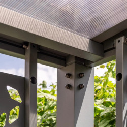 Carport Libeccio en alu 16m² gris + 8 panneaux en acier - Trigano