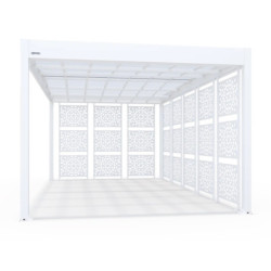 Carport Libeccio en alu 16m² blanc + 8 panneaux en acier - Trigano