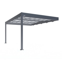 Carport adossé en alu 16m² anthracite toit polycarbonate TRIGANO