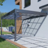 Carport adossé en alu 16m² anthracite toit polycarbonate TRIGANO