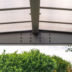 Carport adossé en alu 16m² anthracite toit polycarbonate TRIGANO