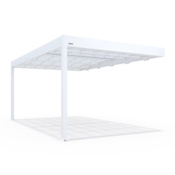 Carport adossé en alu 16m² blanc toit polycarbonate TRIGANO