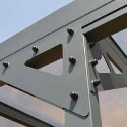 Carport adossé Mistral 1 voiture en alu gris et PC - 15m² - Trigano