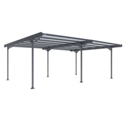Carport Mistral 2 voitures en aluminiim gris et PC - 30m² - Trigano