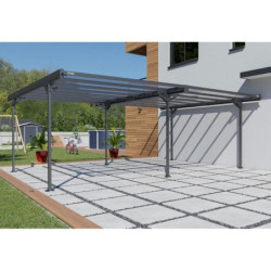 Carport Mistral 2 voitures en aluminiim gris et PC - 30m² - Trigano