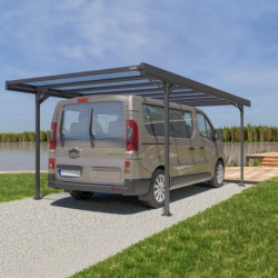 Carport Alizé 16 voiture en aluminiim gris et PC - 17,9m² - Trigano