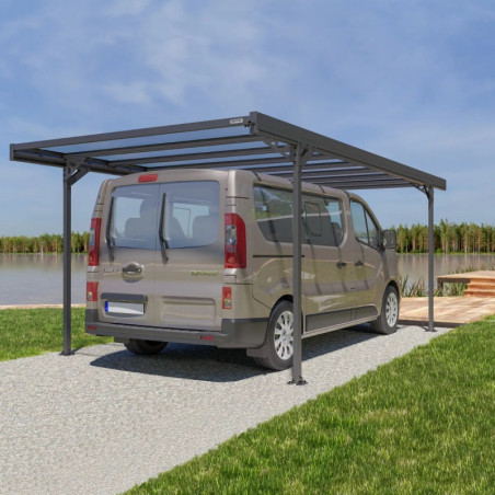 Carport Alizé 16 voiture en aluminiim gris et PC - 17,9m² - Trigano