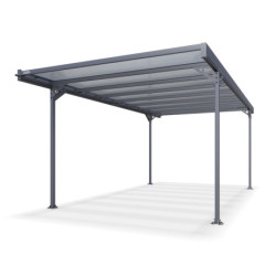 Carport Alizé 16 voiture en aluminiim gris et PC - 17,9m² - Trigano