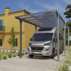 Carport camping car Hegoa 20 en alu gris et PC - 18,3m² - Trigano