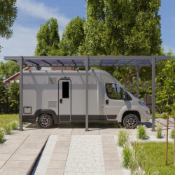 Carport camping car Hegoa 20 en alu gris et PC - 18,3m² - Trigano