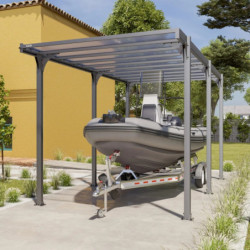 Carport camping car Hegoa 20 en alu gris et PC - 18,3m² - Trigano