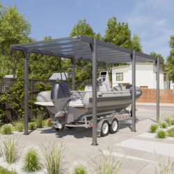 Carport camping car Hegoa 20 en alu gris et PC - 18,3m² - Trigano