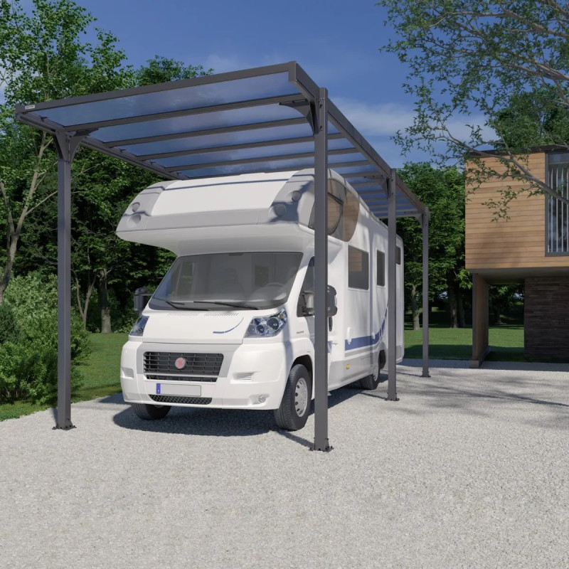 Carport camping car Hegoa 25 en alu gris et PC - 18,3m² - Trigano