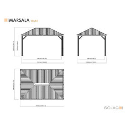 Pergola en alu et toit en acier - gris - Marsala 12,6m² - SOJAG